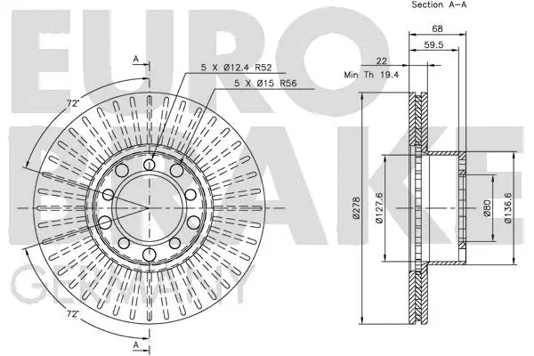 5815203322 EUROBRAKE Тормозной диск (фото 3)
