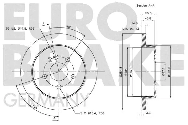 5815203354 EUROBRAKE Тормозной диск (фото 3)