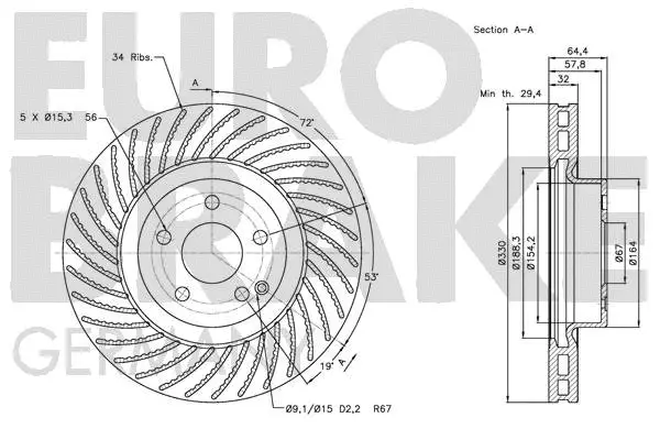 5815203361 EUROBRAKE Тормозной диск (фото 3)