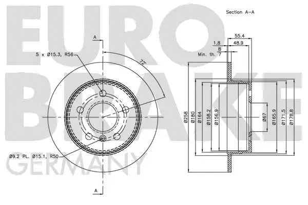 5815203374 EUROBRAKE Тормозной диск (фото 3)