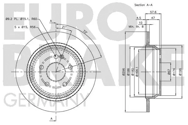 5815203376 EUROBRAKE Тормозной диск (фото 3)