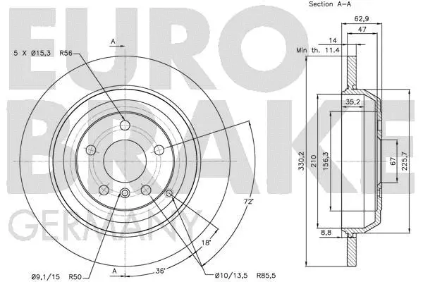 5815203391 EUROBRAKE Тормозной диск (фото 3)