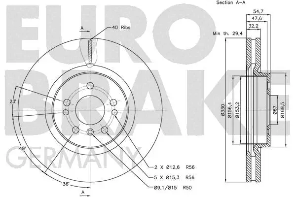 5815203392 EUROBRAKE Тормозной диск (фото 3)