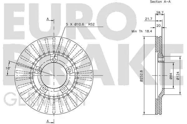 5815203404 EUROBRAKE Тормозной диск (фото 3)