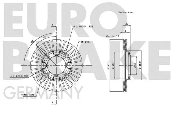 5815203408 EUROBRAKE Тормозной диск (фото 3)
