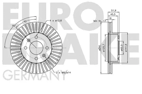 5815203409 EUROBRAKE Тормозной диск (фото 3)
