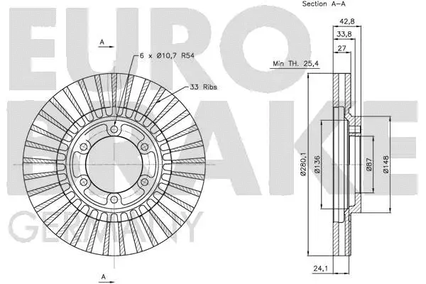5815203417 EUROBRAKE Тормозной диск (фото 3)