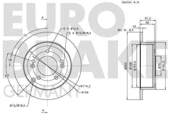 5815203424 EUROBRAKE Тормозной диск (фото 3)