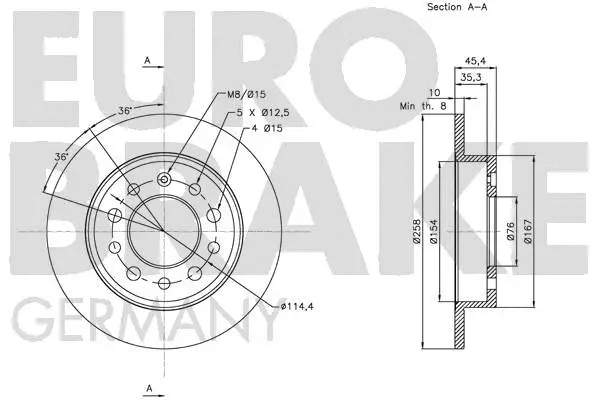 5815203426 EUROBRAKE Тормозной диск (фото 3)