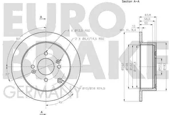 5815203430 EUROBRAKE Тормозной диск (фото 3)