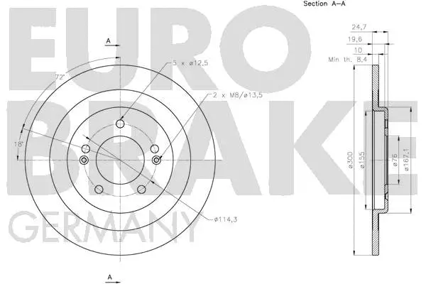 5815203444 EUROBRAKE Тормозной диск (фото 3)