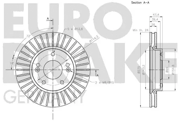 5815203449 EUROBRAKE Тормозной диск (фото 3)