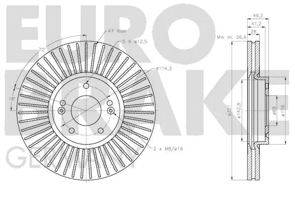 5815203450 EUROBRAKE Тормозной диск (фото 2)