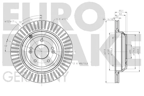 5815203454 EUROBRAKE Тормозной диск (фото 3)