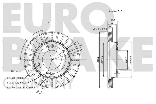 5815203509 EUROBRAKE Тормозной диск (фото 3)