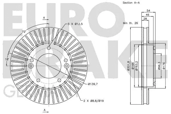 5815203519 EUROBRAKE Тормозной диск (фото 3)