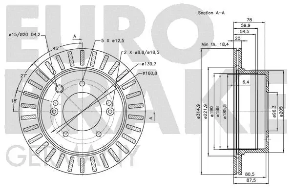 5815203520 EUROBRAKE Тормозной диск (фото 3)