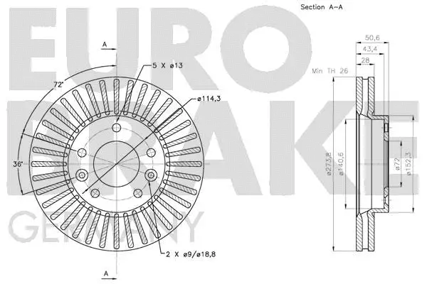 5815203522 EUROBRAKE Тормозной диск (фото 3)