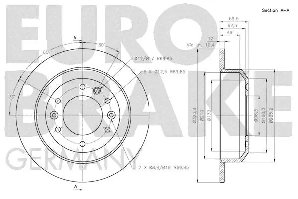 5815203525 EUROBRAKE Тормозной диск (фото 3)