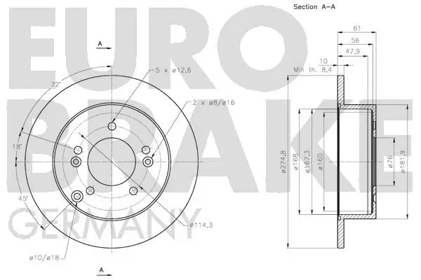 5815203532 EUROBRAKE Тормозной диск (фото 3)