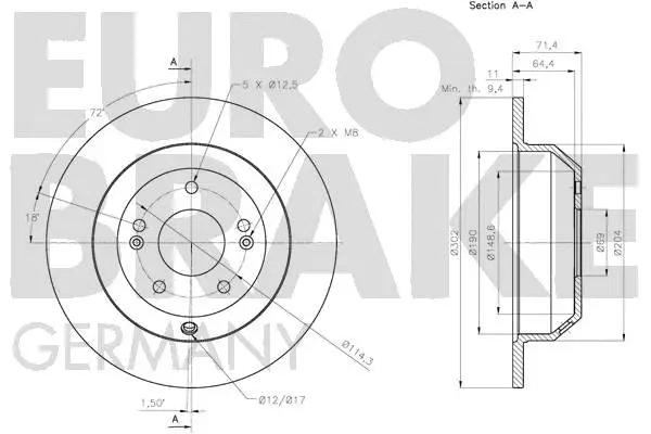 5815203534 EUROBRAKE Тормозной диск (фото 3)