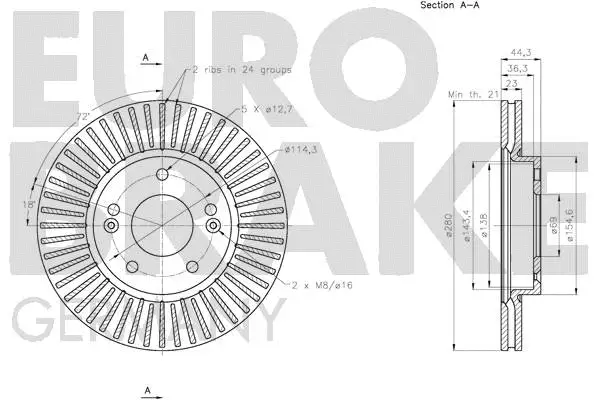 5815203538 EUROBRAKE Тормозной диск (фото 3)