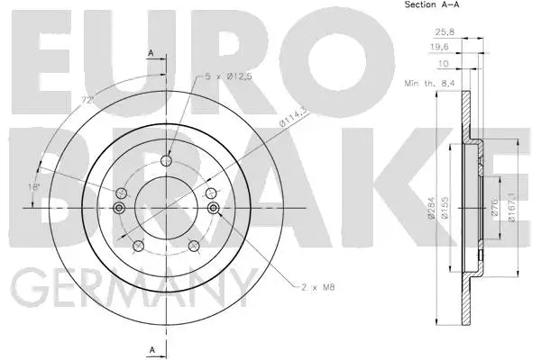 5815203541 EUROBRAKE Тормозной диск (фото 3)