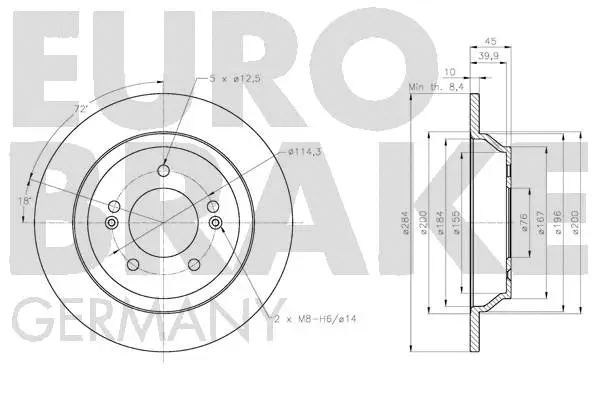 5815203542 EUROBRAKE Тормозной диск (фото 3)