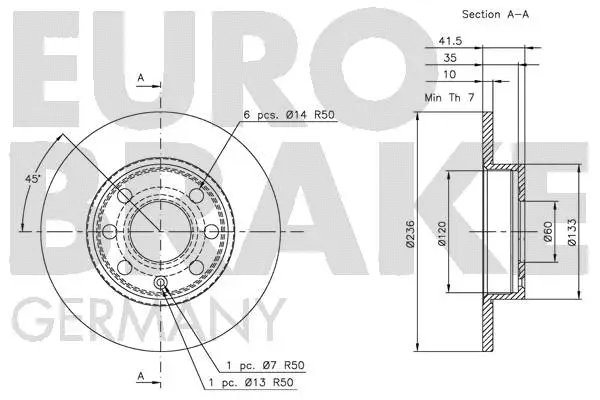 5815203605 EUROBRAKE Тормозной диск (фото 3)