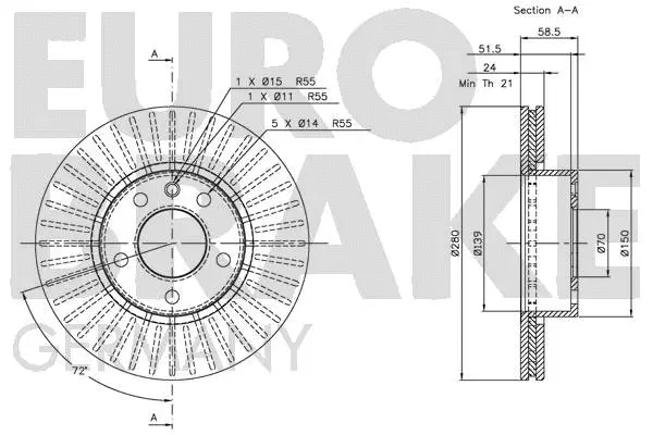 5815203612 EUROBRAKE Тормозной диск (фото 2)