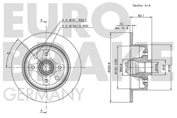 5815203616 EUROBRAKE Тормозной диск (фото 3)