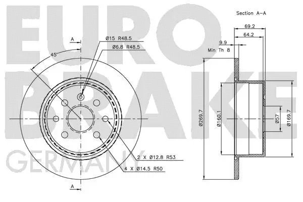 5815203623 EUROBRAKE Тормозной диск (фото 3)