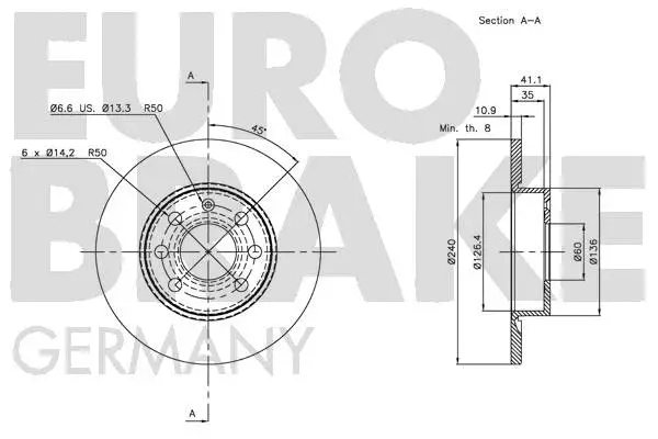 5815203641 EUROBRAKE Тормозной диск (фото 3)