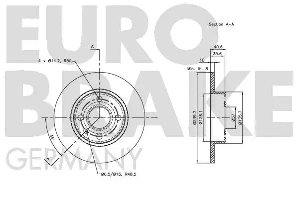 5815203649 EUROBRAKE Тормозной диск (фото 3)