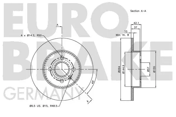 5815203655 EUROBRAKE Тормозной диск (фото 3)