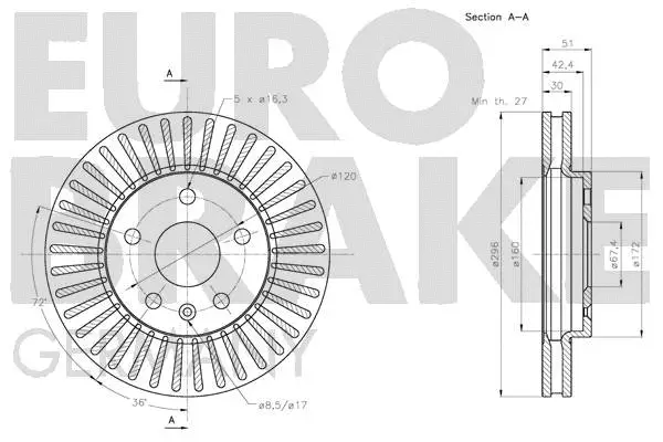 5815203667 EUROBRAKE Тормозной диск (фото 3)