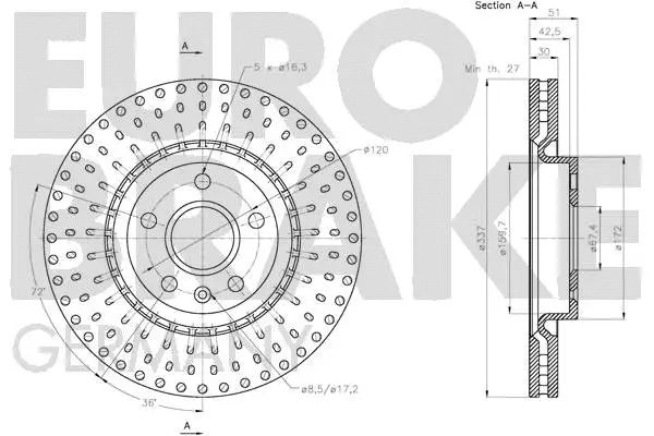 5815203671 EUROBRAKE Тормозной диск (фото 3)