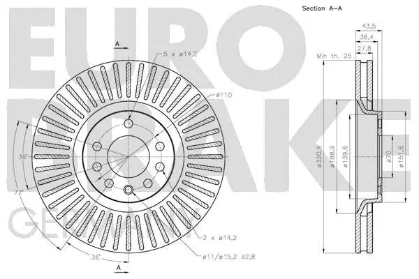 5815203673 EUROBRAKE Тормозной диск (фото 3)