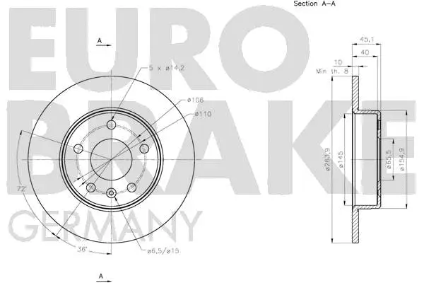 5815203674 EUROBRAKE Тормозной диск (фото 3)