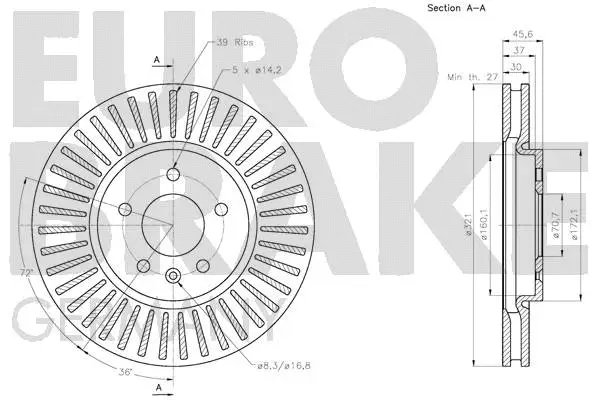 5815203675 EUROBRAKE Тормозной диск (фото 3)