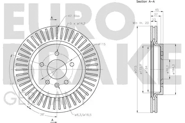 5815203676 EUROBRAKE Тормозной диск (фото 3)