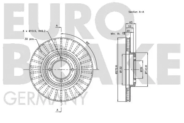 5815203713 EUROBRAKE Тормозной диск (фото 2)