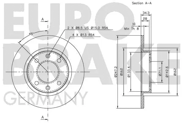 5815203716 EUROBRAKE Тормозной диск (фото 3)