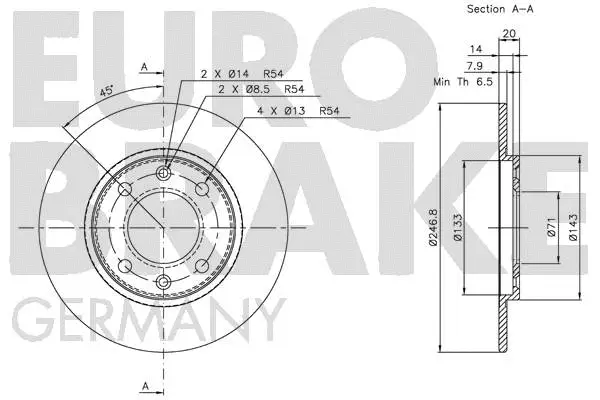 5815203718 EUROBRAKE Тормозной диск (фото 3)