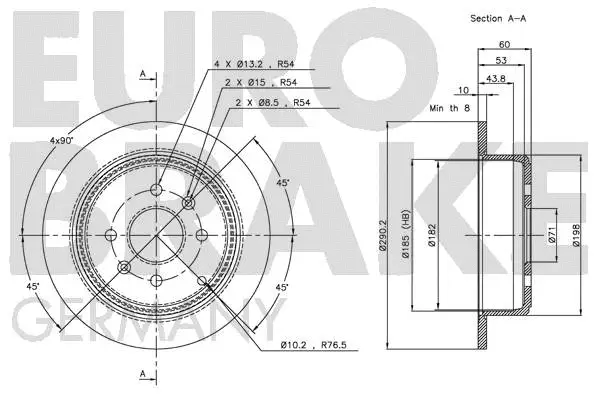 5815203721 EUROBRAKE Тормозной диск (фото 3)