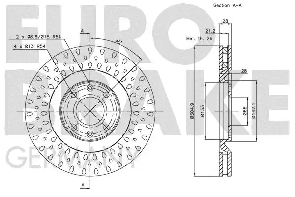 5815203726 EUROBRAKE Тормозной диск (фото 2)