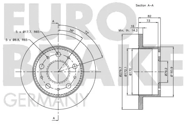 5815203732 EUROBRAKE Тормозной диск (фото 3)