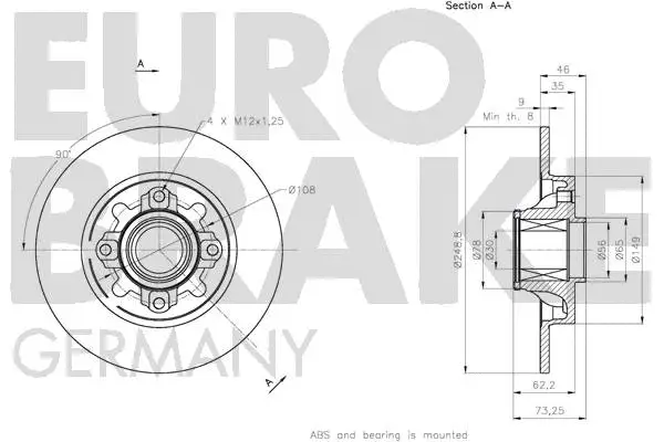 5815203738 EUROBRAKE Тормозной диск (фото 3)