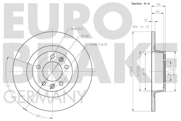 5815203740 EUROBRAKE Тормозной диск (фото 3)