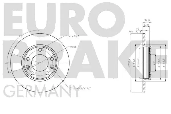5815203748 EUROBRAKE Тормозной диск (фото 3)